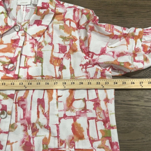 Chico Jacket Women's 4 Chico For Colorful 3/4 Sleeve Button Up - Picture 10 of 10